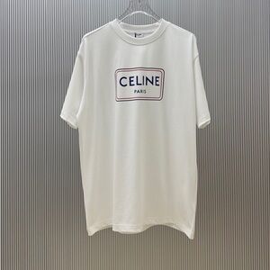 Celine Ivory Tee with Navy Logo